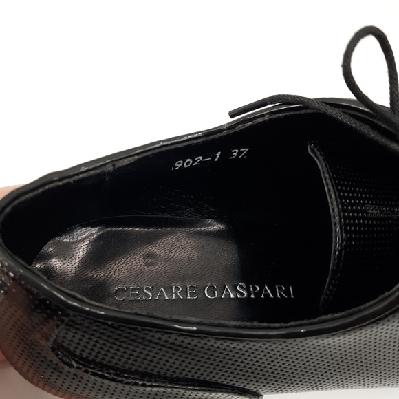 FINAL ⬇️ Cesare Gaspari | Perforated Patent Leather Loafers in Black - Picture 10 of 11
